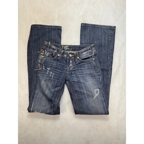 Miss Me Jeans Womens 25 Boot Cut Butterfly Embellished Denim Low Rise - Picture 2 of 12